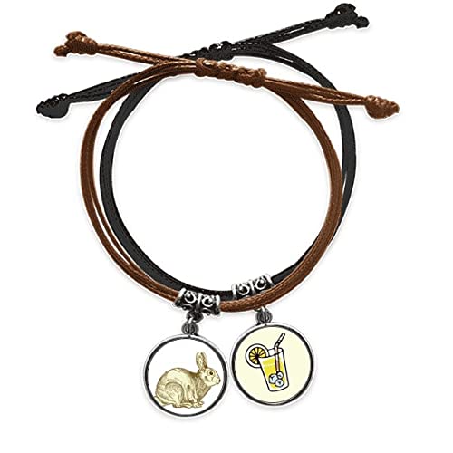 Bracelet lapin de Pâques en cuir et corde tressée main pour célébration religieuse