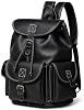 Mochila de Cuero Genuino Hecho a Mano para Hombre y Mujer, Vintage Unisex, para Universidad, con Compartimento para Portátil, para Viaje, Trabajo, Uso Diario (Negro) 2