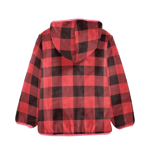 GuoChe Buffalo Plaid Tartan Check Scotland Red Black Sherpa Coat2