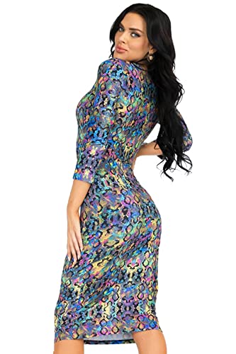 Image of ICONOFLASH Women's 3 /4 Sleeves Midi Bodycon Dress Crew Neck Fitted Dresses with Plus Size Options