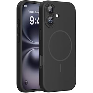 Miracase Compatible with iPhone 16 Case, [Soft Anti-Scratch Microfiber Lining], Compatible with MagSafe, Liquid Silicone Case Shockproof Drop Protection Phone Case for 16,Black