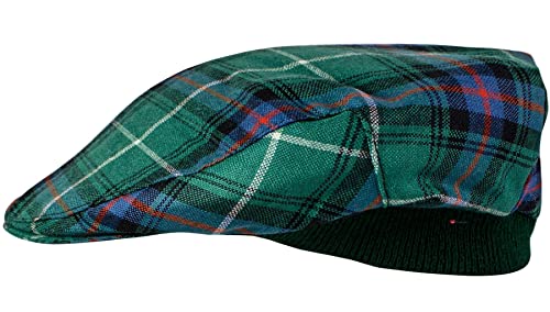 Casquette plate élastique anti-serrement motif tartan vert unique