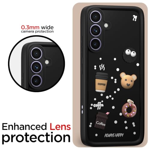 Image of Bintage Back Cover Compatible for Samsung Galaxy M35 5G | Cute 3D Taddy Ball Bear Milk Cake Coffee Silicon Case Full Body & Camera Protection - Black