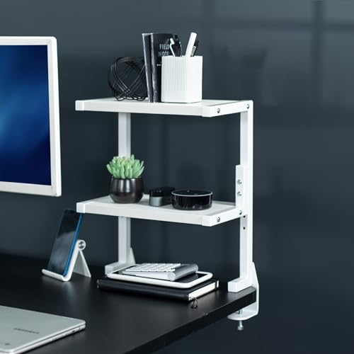 VIVO White Clamp-on 13 inch 2-Tier Desk Shelf, STAND-SHELF2CW by VIVO - Used condition - Image 9