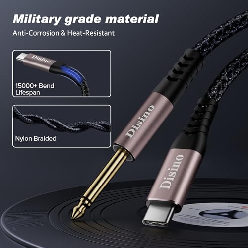 Cable USB C a Jack 6.35mm TS de Grabación Auxiliar para PC 5