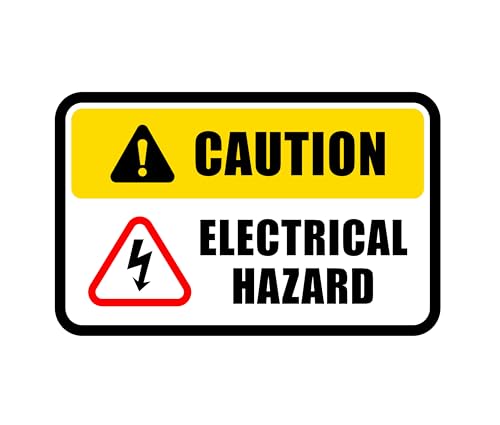 Caution Electrical Hazard Warning Stickers x10 – Peel and Stick 100mm x 66mm Laminated Safety Labels for Electrical Equipment, Outlets, and Circuits