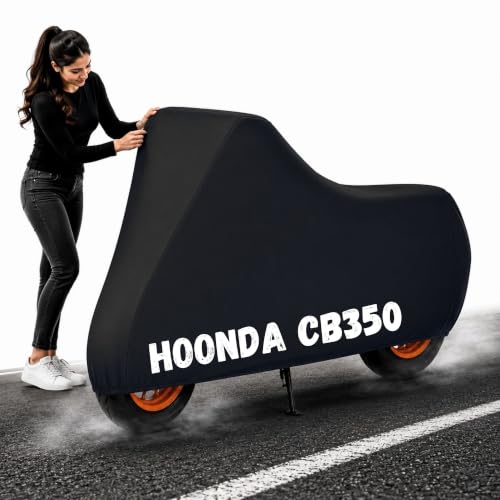 Image of Powerfull Bike Body Cover for H'Ness CB350 Dustproof Scratchproof - 100% Waterproof H'Ness CB350 Cover for Two Wheeler, Outdoor Full Motorcycle Cover with UV, Duty, Rain Protection - Black