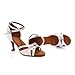 Imagen de ZYXWVU Zapatos de Baile Latino Mujer Puntera Abierta Raso Zapatos de Baile de Salón Salsa Tango Bachata Blanco