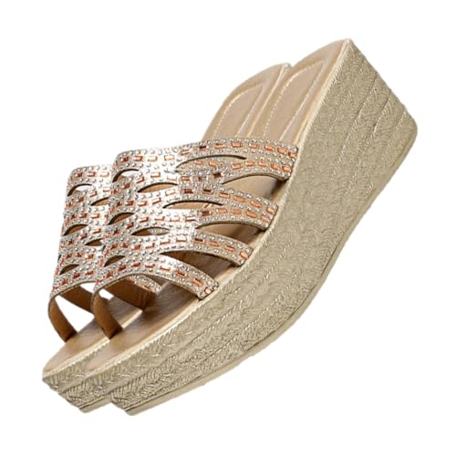Sandales compensées élégantes avec cristaux raffinés style haut de gamme