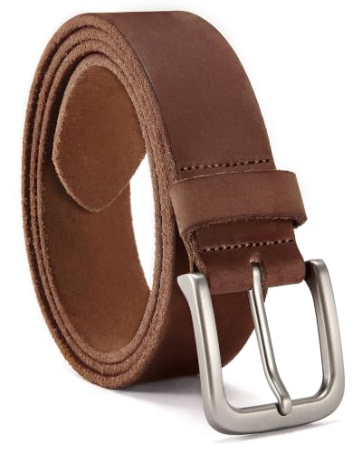 Image of CHAOREN Mens Belts Casual for Jeans - Full-Grain Leather, Durable Cowhide | Solid Buckle, Classic Style, Handmade, Daily Wear, Gift Box