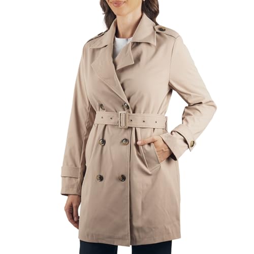 Image of Alpine Swiss Siena Womens Rain Jacket Waterproof Trench Coat Lightweight Raincoat Double Breasted Peacoat Overcoat KHK 2XL