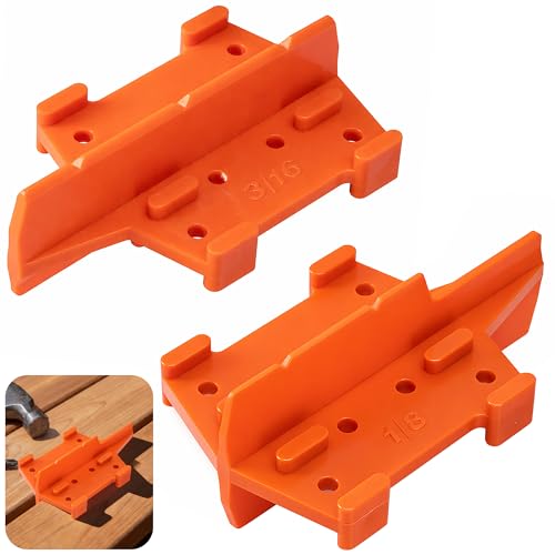 Nkiy Quen 2 Pcs ABS Deck Board Spacer 1/8 and 3/16 Inch Deck Board Spacing Tool Orange Deck Spacers for Pressure Treated Composite Hardwood Decking