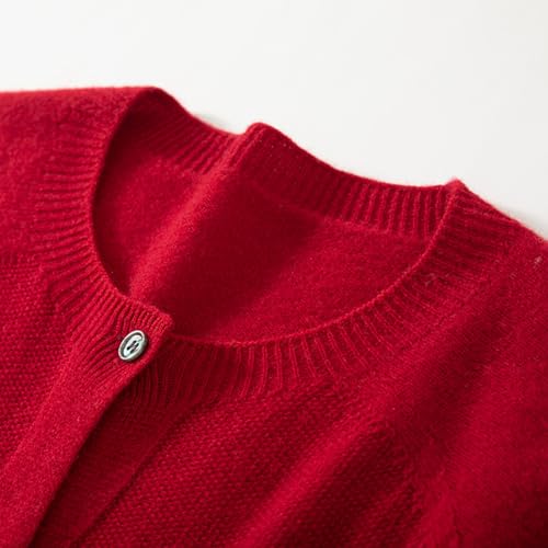 Image of Women's 100% Merino Wool Crew Neck Cardigan Lightweight Sweaters | Long Sleeve, Open Front, Button Down, Soft Knitted Coat, Casual, Breathable Tops, Business Outerwear, Cashmere Alternative