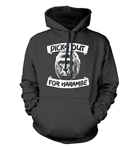 Haase Unlimited Dicks Out For Harambe - Gorilla RIP Meme Unisex Hoodie Sweatshirt (Charcoal, XX-Large)
