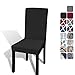 Produktbild HZDHCLH Stuhlhussen 4 Stück Elastische Moderne Universal Stretch Beschützer Stuhlhussen für Stuhl Esszimmer Hochzeit Partys Bankett Deko, Schwarz