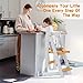 Toddler Tower, Foldable Step Stool for Toddlers, Toddler Kitchen Stool Helper with 3 Adjustable Height Safty Rail and Anti-Tip Structure, Learning Tower for Toddlers Baby Kids