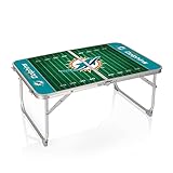 Picnic TIME NFL Miami Dolphins Concert Mini Portable Table - Small Folding Table - Mini Picnic Table, (Charcoal Wood Grain)