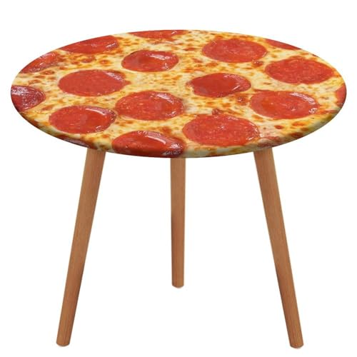 JITUIHOM Pep Peroni Pizza Waterproof Oxford Cloth Elastic Edge Table Cover，Durable Stylish Table Protector for Home and Venues 110cm
