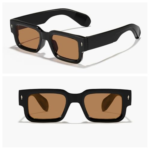 Image of IKANOO Square Thick Frame Sunglasses for Women Men Retro Rectangle Sunglasses Trendy Chunky Eyewear Black Shades