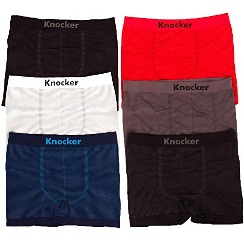Knocker 6 Men's Seamless Boxer Briefs Underwear-Pinstripe