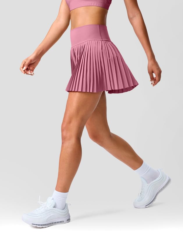 SANTINY Womens Pleated Tennis Skirt with Built-in Shorts & Pockets