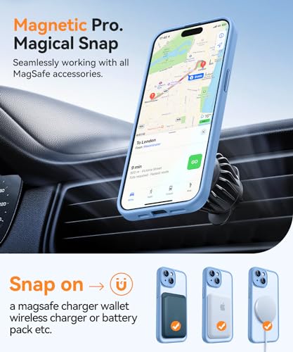 Image of CANSHN Magnetic for iPhone 15 Plus Case, Upgraded [Full Camera Protection] [Compatible with Magsafe] [Translucent Matte] Shockproof Protective Phone Case for iPhone 15 Plus 6.7 inch - Light Blue