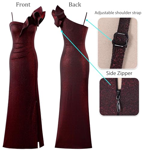 Image of VFSHOW Womens Ruffle One Shoulder Formal Prom Gala Maxi Dress Evening Gown