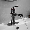 RUMOSE Bathroom Faucets for Sink 1&3 Hole Oil Rubbed Bronze Copper Bathroom Sink Faucets Farmhouse Waterfall Single Hole Bathroom Faucets Rustic Vintage Faucet RV Bathroom Basin Faucet Single Handle