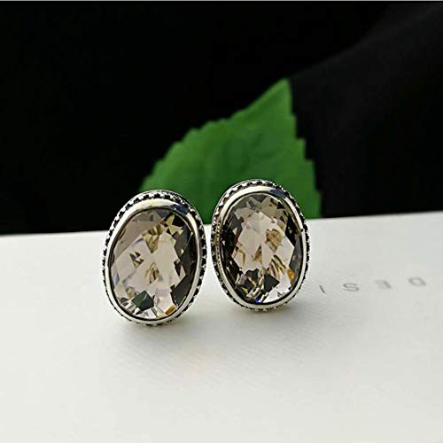Pendientes de plata 925 con cuarzo ahumado de diseño coreano MIYUAN 6