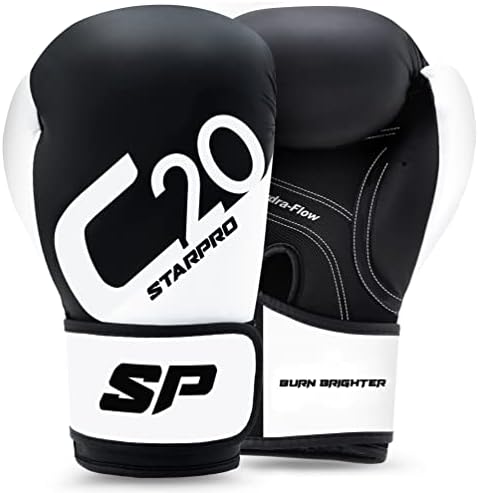Starpro C20 Black Boxing Gloves - Strong Punches & Everlasting – Kickboxing & Training Gloves for Men and Women - 16oz Boxing Gloves and Multiple Sizes