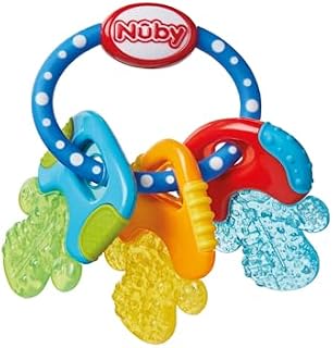 Nuby - Gryzaczek dla niemowląt - wspomaga rozwój widzenia i zdolności motorycznych - uchwyt z żelem ICE dostępny także dla ząbków - chłodzący gryzaczek od 3+ miesiąca - niebieski