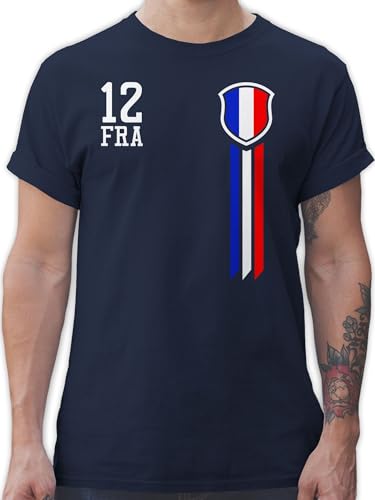 T-Shirt Herren - Fußball EM WM - 12. Mann Frankreich Fanshirt - 3XL - Navy Blau - France Tshirt Football 2022 Fussball Shirt männer Europameisterschaft Koszulka Fan fu Ball Trikot em- Fanartikel