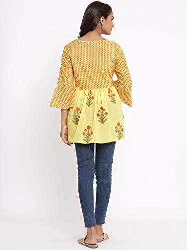 Image of FABRIC FITOOR Women's Floral Print Cotton Peplum Top