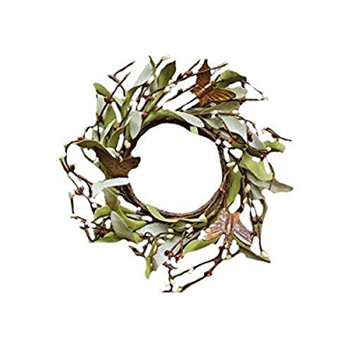 CWI Gifts Berry Twig Wreath Rings - 6.5 inch - Wreath Decor for Front Door and Candle Decorating - Butterfly/Herb