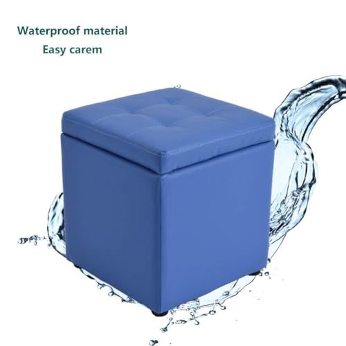 Chair,Cube Storage Pouf, Leather Footstool Seat Coffee Table Solid Wood Shoes Stool Footrest/Black/40 * 40 * 40Cm(16 * 16 * 16Inch)(Yellow) - Image 7