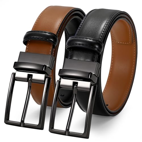 JASGOOD Reversible Boys Belt for Kids Girls Leather Dress Belt for School Uniform Jeans Pants 1.37”Wide