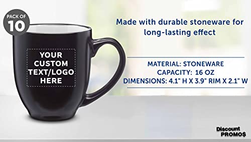 Custom Bistro Coffee Mugs 16 Oz. Set Of 10, Personalized Bulk Pack - Great For Tea, Cocoa, Diner, Travel Mugs - White #TOP3