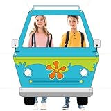 Mysterious Car Photo Prop Selfie Frame Funny Mystery Bus Prop Hippie Bus Backdrop Decoration Mystery Party Van Photo Booth Cartoon Party Banner Supplies for Kids Boys Girls Birthday Parties Sign