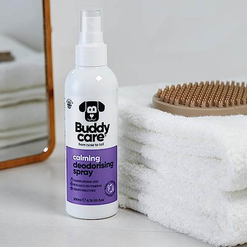Buddycare Hunde-Desodorierungsspray – Lavendel – Beruhigendes Desodorierungsspray für Hunde – mit Aloe Vera und Pro-Vitamin B5 (200 ml, 1 Stück)