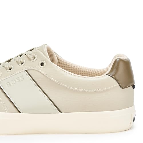 Image of BOSS Men's Aiden Logo Block Leather Low Top Sneakers | Casual Shoes