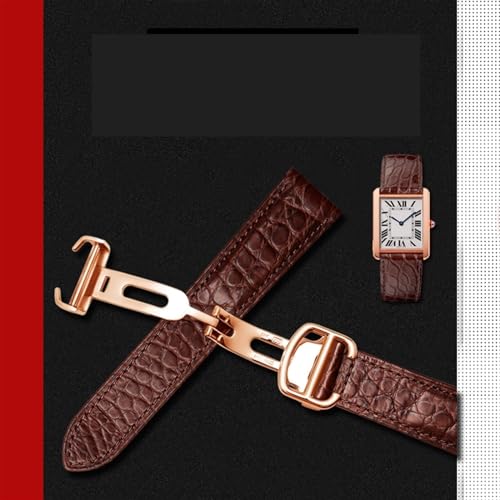 Bracelet de montre en cuir veritable 20mm GUMMMY noir et or rose elegant