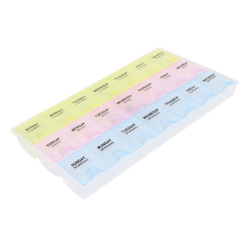 uxcell Plastic 21 Compartments Medicine Pills Storage Case Box Multicolored