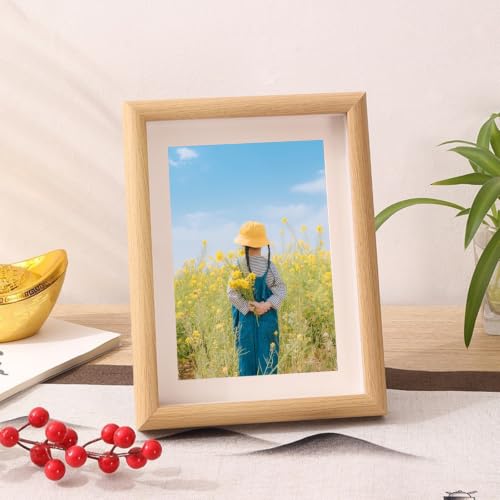 Ayoiow Cadre photo rectangulaire en bois MDF pour table horizontale ou verticale - 15 x 20 cm