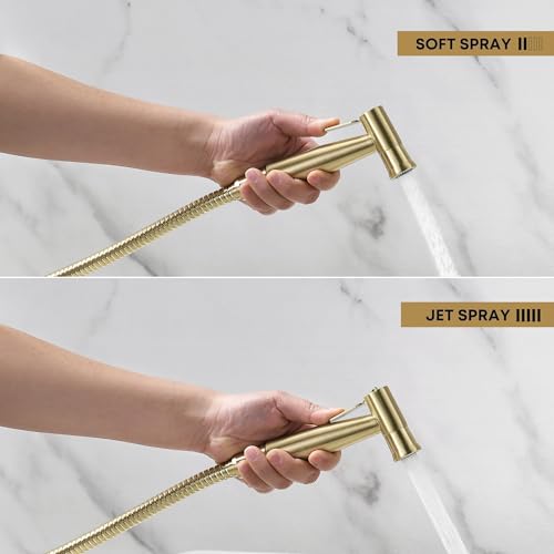 Purrfectzone Bidet Sprayer for Toilet, Handheld Bidet Sprayer Kit, Easy-to-Install Toilet Handheld Shower, Hand Held Stainless Steel Shattaf with Adjustable Flow, Cloth Diaper Set-Brushed Gold - Thumbnail 4