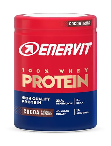 Enervit, 100% Whey Protein, Gusto Cacao, Ideale Dopo L'Allenamento, Ricco Di Vitamina B6, Con Proteine Dal Siero Del Latte, Senza Zuccheri Aggiunti, B
