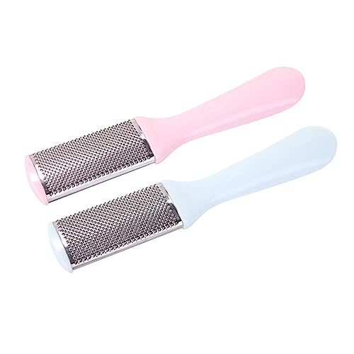 Beatifufu 2pcs Foot Grater Heel Scrubber Pink Heel Foot Remover Stainless Steel Scrubber Foot Pumices Metal Scrubber Foot Pedi Stainless Steel Foot File Tools Peeler Exfoliating