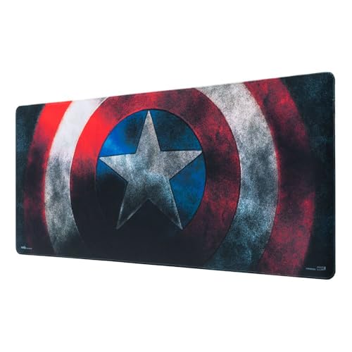 Grupo Erik XXL Mouse Pad - Marvel Captain America Shield | Gaming Desk Mat 31.5 x 13.8 inches, Non-Slip Rubber Keyboard & Mouse Mat Large | Marvel Gifts for Men, Gaming Gifts Gamer