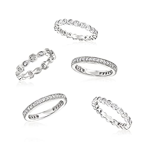 Ross-Simons 2.50 Ct. T.w. Cz Jewelry Set: 5 Eternity Bands In Sterling Silver. Size 6 #TOP3