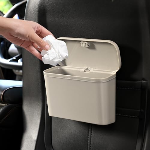 Image of Car Trash Can, Waterproof Multi Functional Auto Trash Bin for Door /Console /Seat Back,Leak-Proof Trash Can for Car, Truck, SUV - Essential Car Accessories for Organization (white2)