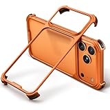 OATSBASF for iPhone 17 Pro Bumper Case, Metal Aluminum Frameless Slim, No Back Design Compatible with MagSafe, Shockproof Phone Case 6.3 inch, Orange